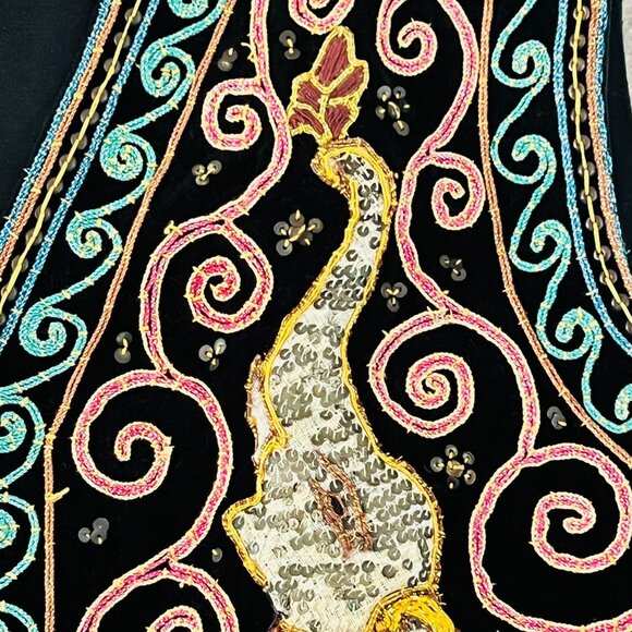 Vtg Rico International Vest Sequined Elephant Boho Womens M/L Festival Beaded - Picture 3 of 13